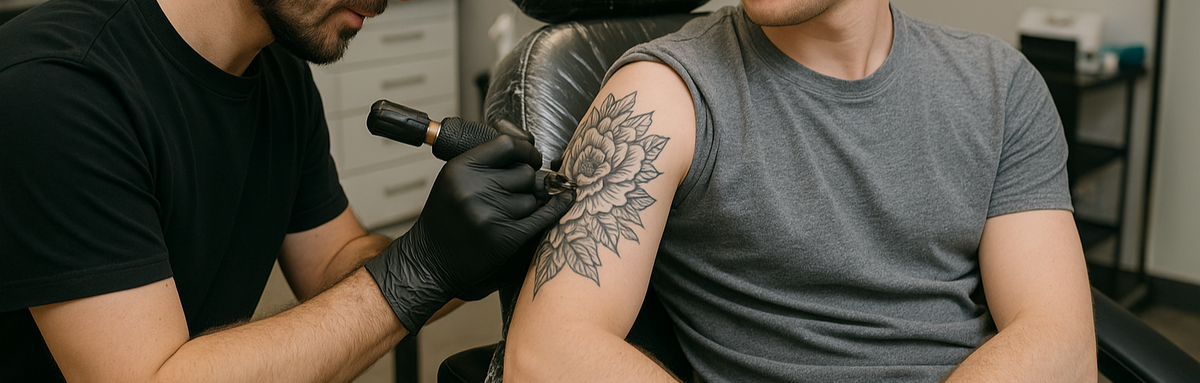 a person getting a tattoo